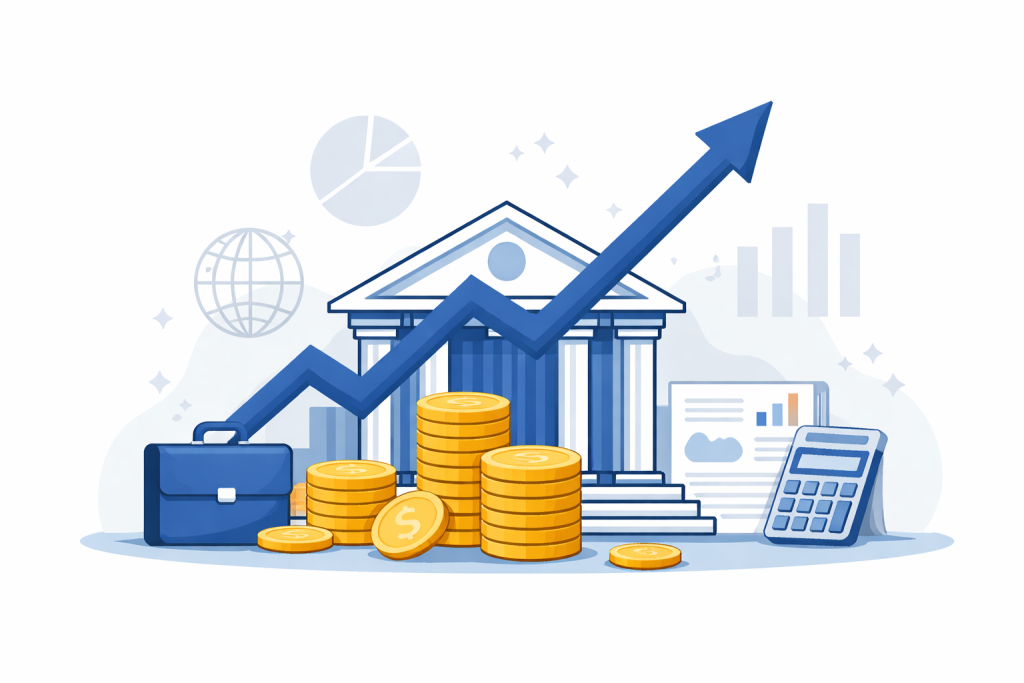 Illustration representing State Bank of India’s strong financial performance and rising investor interest