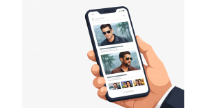 Illustration showing smartphone screen with Google Discover feed displaying entertainment news featuring Salman Khan and Ajay Devgn, highlighting digital news visibility strategy.