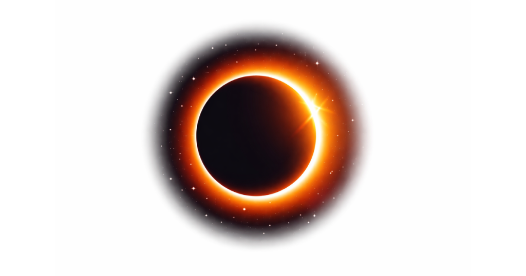 Annular solar eclipse showing a bright ring of fire around the dark silhouette of the Moon against a clear sky.
