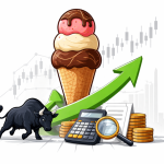 Kwality Wall’s ice-cream logo displayed on a stock market screen showing NSE and BSE listing data.