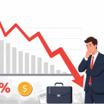 Stock market trading screen showing falling indices with red indicators, representing a cautious and weak opening in Indian markets.
