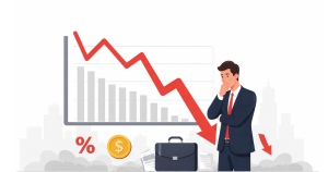Stock market trading screen showing falling indices with red indicators, representing a cautious and weak opening in Indian markets.