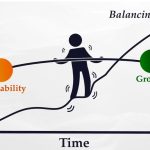A clean, minimal illustration showing balanced elements symbolizing profitability and market share in India’s consumer technology ecosystem, using abstract shapes and neutral colors with no text.