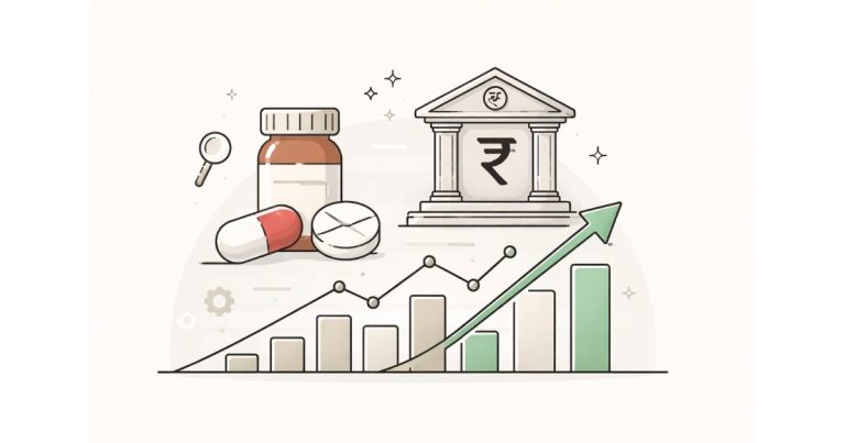 Cipla and Bajaj Finserv stocks displayed on a financial dashboard highlighting pharma and banking sector trends amid mixed market conditions