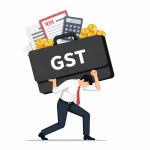 Rahul Gandhi speaking at a public event while criticising the GST tax structure and discussing its impact on small businesses in India.